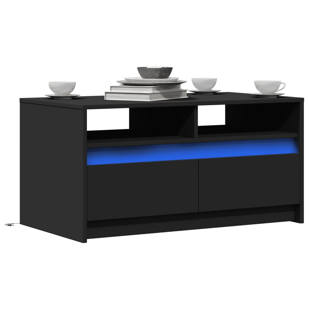 Coffee Table With Led Lights Engineered Wood