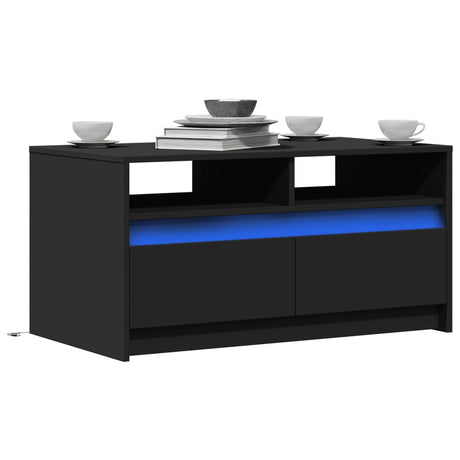 Coffee Table With Led Lights Engineered Wood