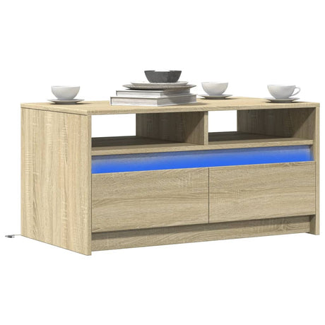 Coffee Table With Led Lights Engineered Wood