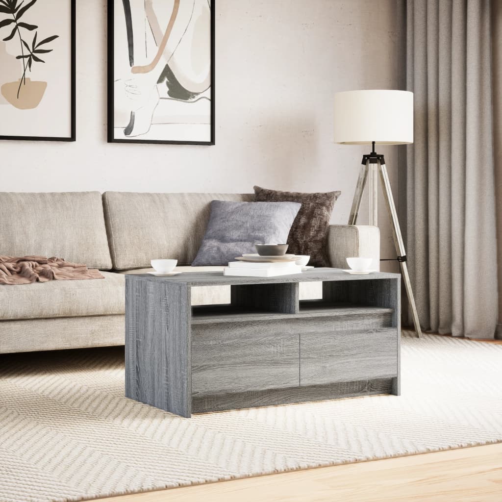 Coffee Table With Led Lights Engineered Wood
