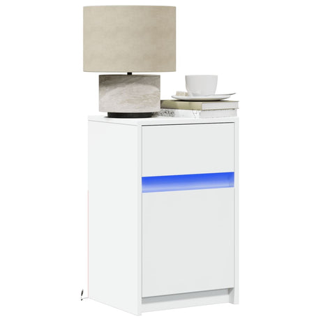 Bedside Cabinets With Led Lights 2 Pcs Engineered Wood