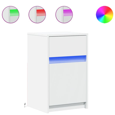 Bedside Cabinets With Led Lights 2 Pcs Engineered Wood