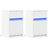 Bedside Cabinets With Led Lights 2 Pcs Engineered Wood