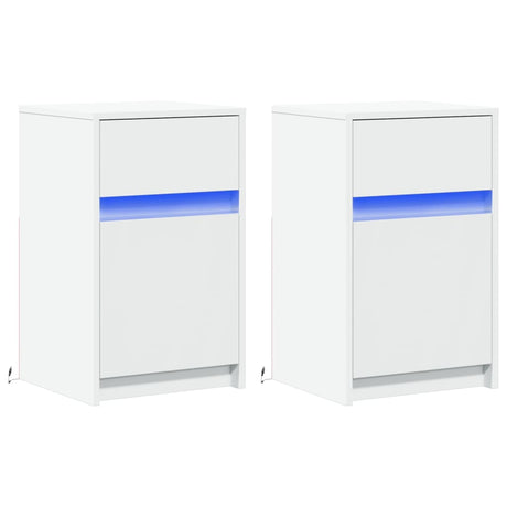 Bedside Cabinets With Led Lights 2 Pcs Engineered Wood