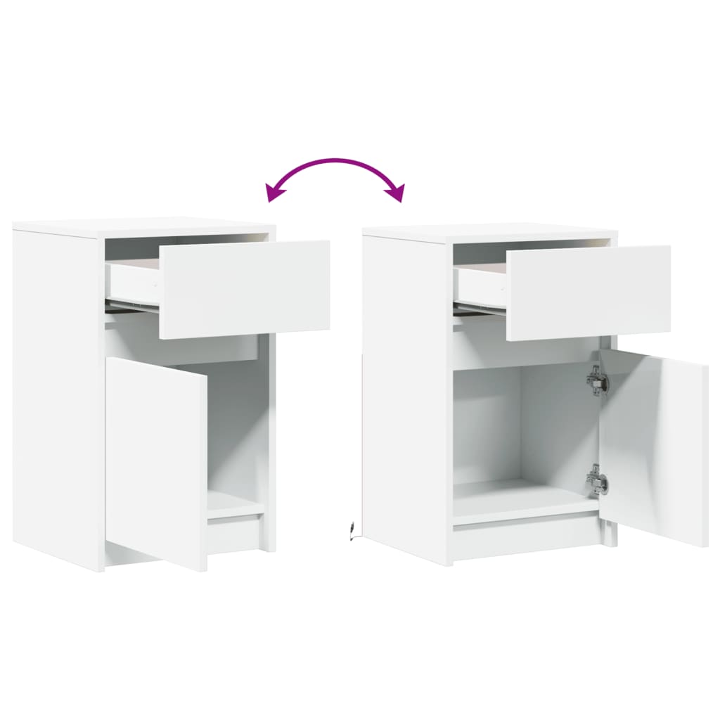 Bedside Cabinets With Led Lights 2 Pcs Engineered Wood