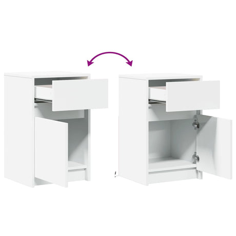 Bedside Cabinets With Led Lights 2 Pcs Engineered Wood