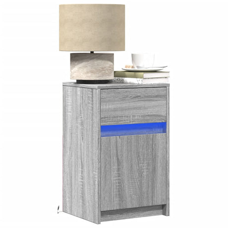 Bedside Cabinets With Led Lights 2 Pcs Engineered Wood