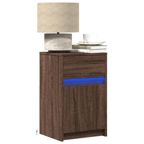 Bedside Cabinets With Led Lights 2 Pcs Engineered Wood