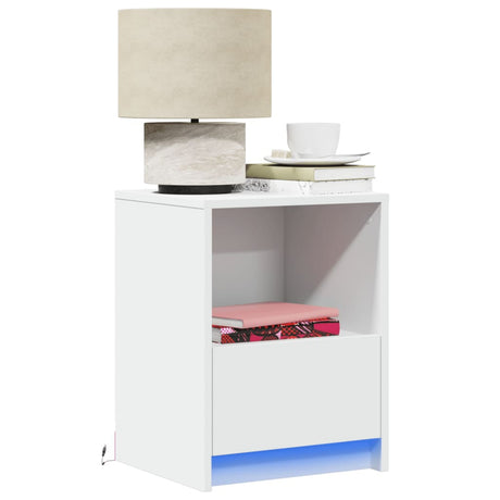 Bedside Cabinet With Led Lights Engineered Wood