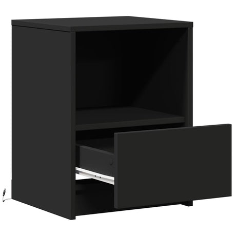 Bedside Cabinet With Led Lights Engineered Wood
