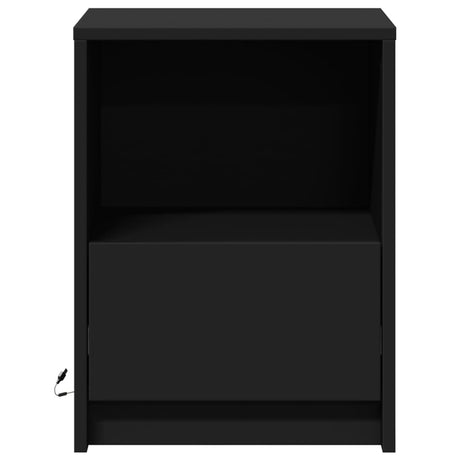 Bedside Cabinet With Led Lights Engineered Wood