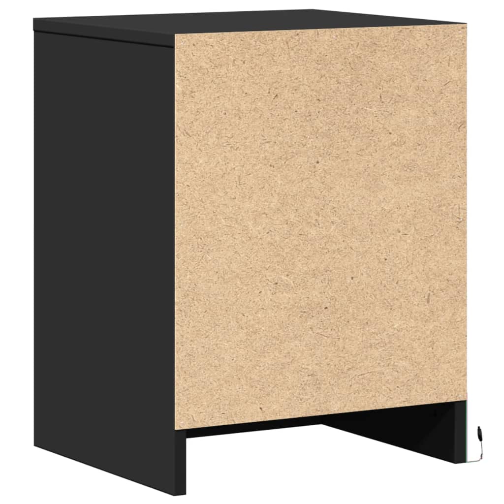 Bedside Cabinet With Led Lights Engineered Wood