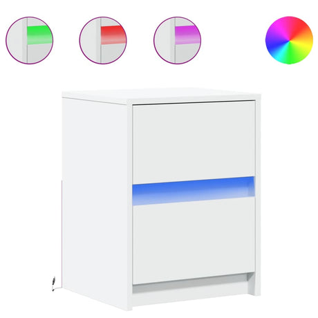 Bedside Cabinet With Led Lights Engineered Wood
