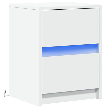 Bedside Cabinet With Led Lights Engineered Wood