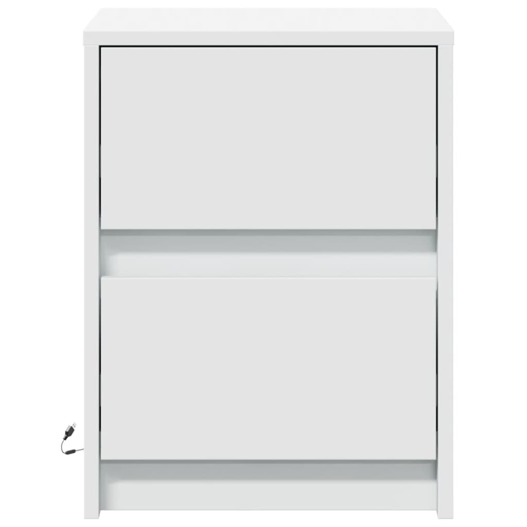 Bedside Cabinet With Led Lights Engineered Wood