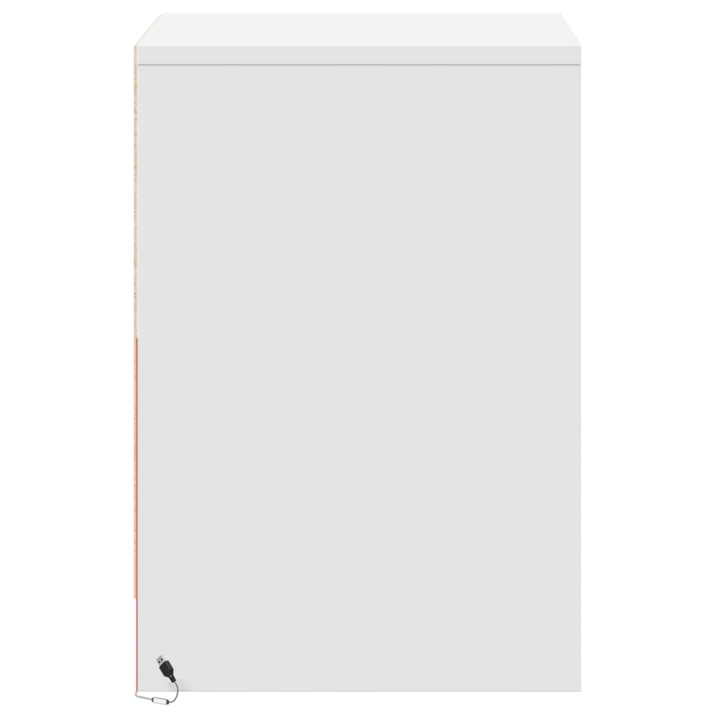 Bedside Cabinet With Led Lights Engineered Wood