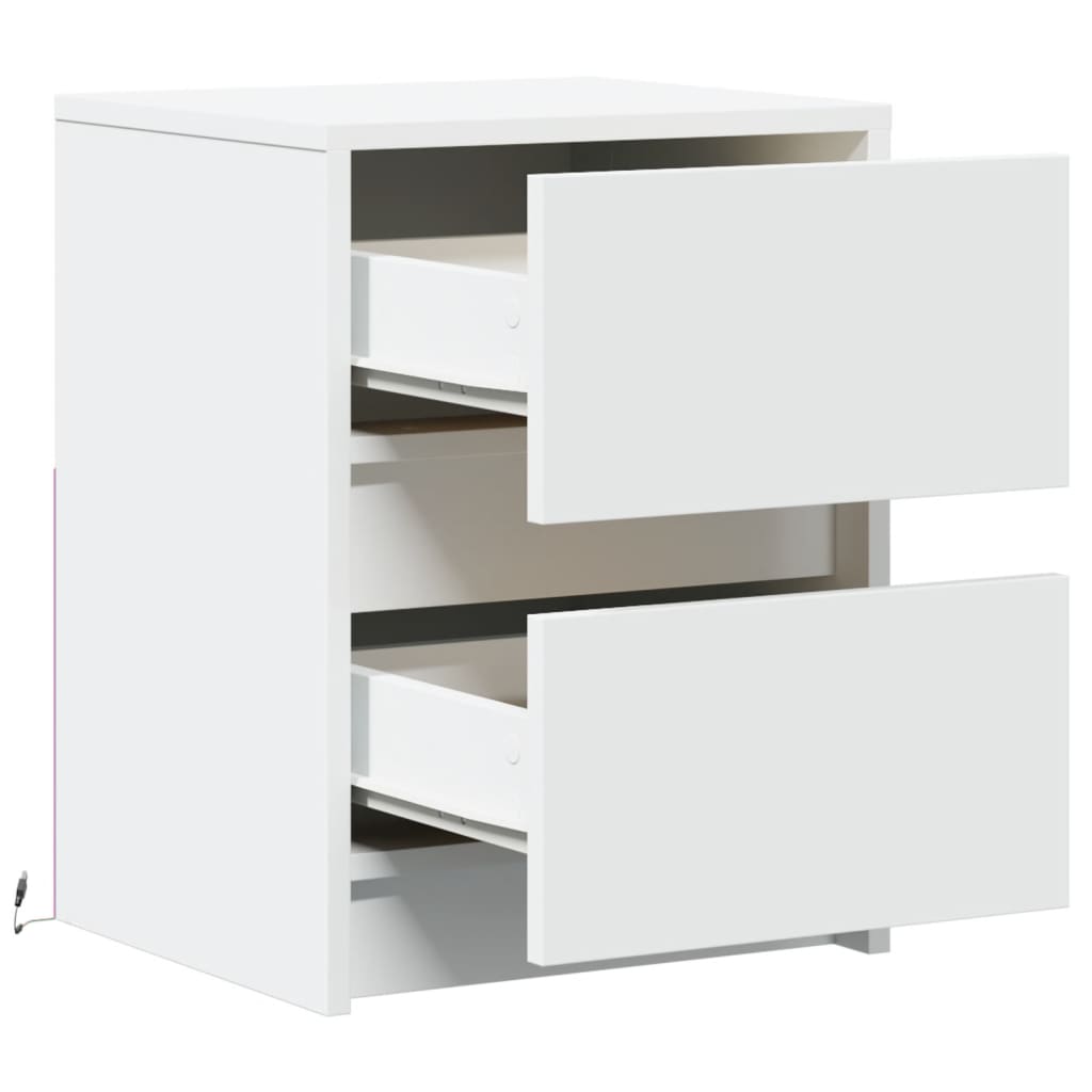 Bedside Cabinet With Led Lights Engineered Wood