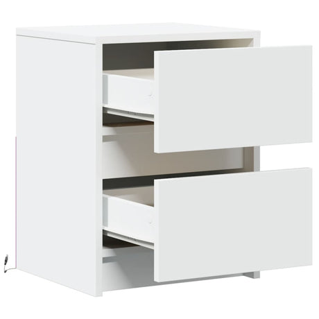 Bedside Cabinet With Led Lights Engineered Wood