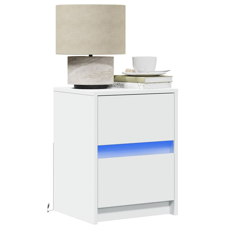 Bedside Cabinet With Led Lights Engineered Wood