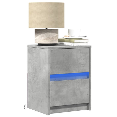 Bedside Cabinet With Led Lights Engineered Wood