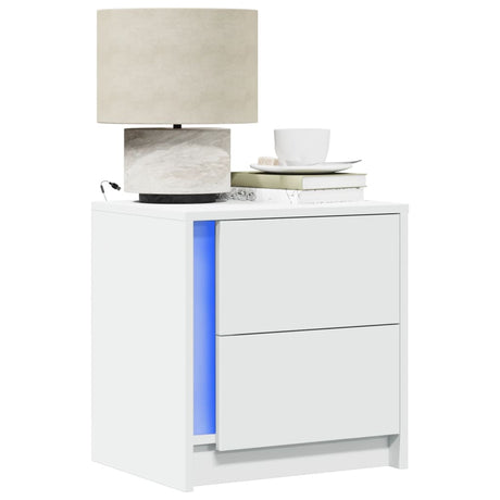 Bedside Cabinets With Led Lights 2 Pcs Engineered Wood