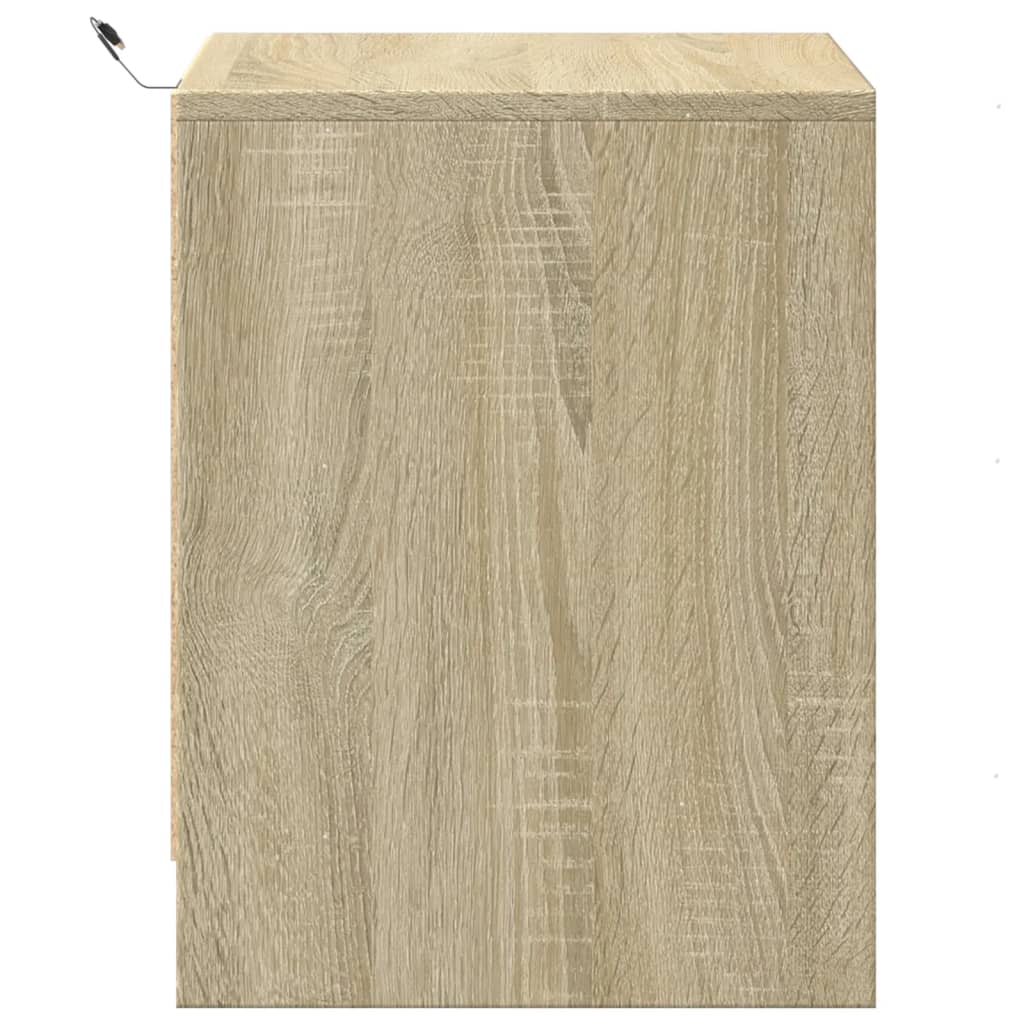 Bedside Cabinets With Led Lights 2 Pcs Engineered Wood