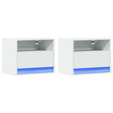 Wall-Mounted Bedside Cabinets With Led Lights 2 Pcs
