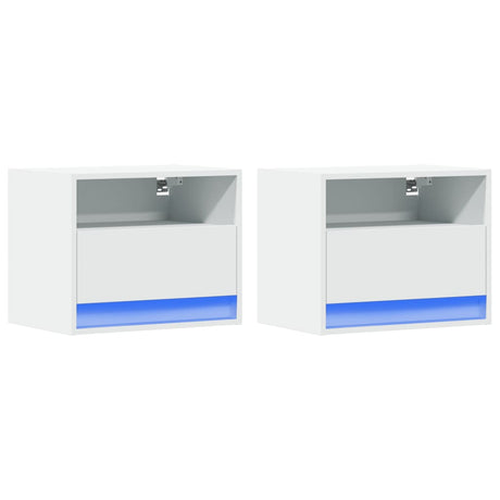 Wall-Mounted Bedside Cabinets With Led Lights 2 Pcs