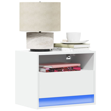Wall-Mounted Bedside Cabinets With Led Lights 2 Pcs
