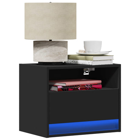 Wall-Mounted Bedside Cabinets With Led Lights 2 Pcs