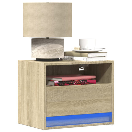 Wall-Mounted Bedside Cabinets With Led Lights 2 Pcs