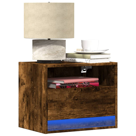 Wall-Mounted Bedside Cabinets With Led Lights 2 Pcs