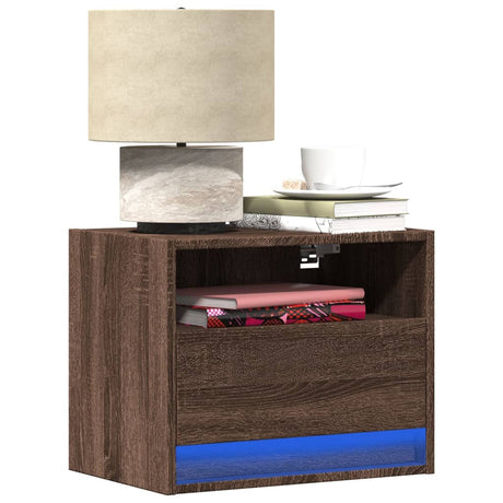 Wall-Mounted Bedside Cabinets With Led Lights 2 Pcs
