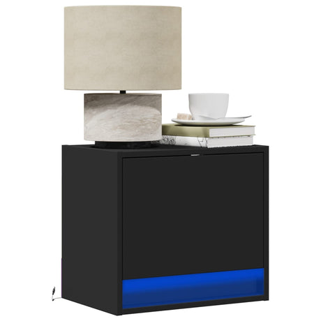 Wall-Mounted Bedside Cabinet With Led Lights