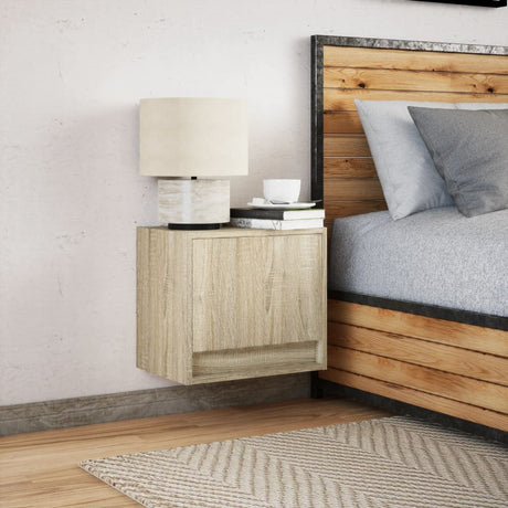 Wall-Mounted Bedside Cabinet With Led Lights