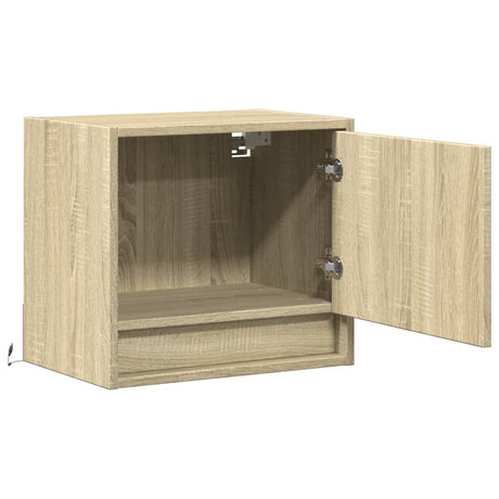 Wall-Mounted Bedside Cabinet With Led Lights