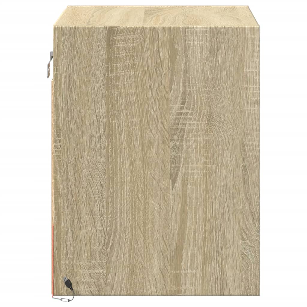 Wall-Mounted Bedside Cabinet With Led Lights