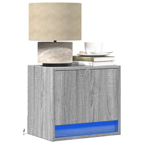 Wall-Mounted Bedside Cabinet With Led Lights