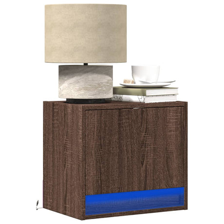 Wall-Mounted Bedside Cabinet With Led Lights