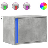 Wall-Mounted Bedside Cabinet With Led Lights Concrete Oak