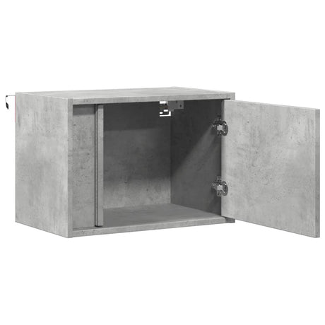 Wall-Mounted Bedside Cabinet With Led Lights Concrete Oak