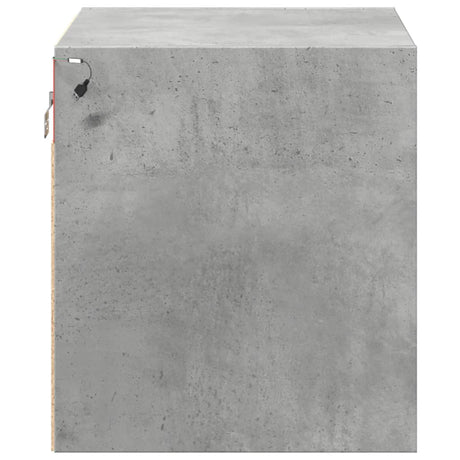 Wall-Mounted Bedside Cabinet With Led Lights Concrete Oak