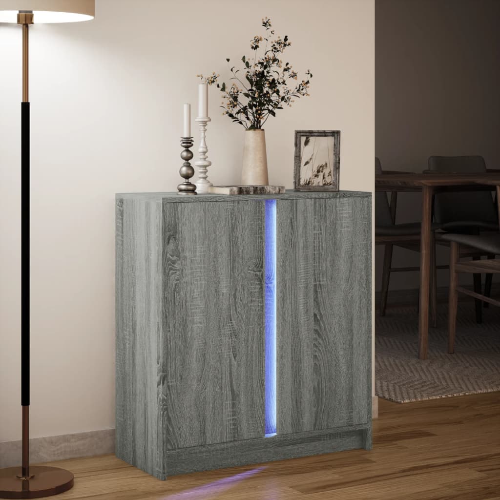 Sideboard With Led 77X34X85 Cm Engineered Wood