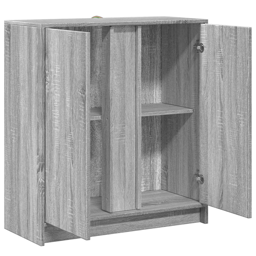 Sideboard With Led 77X34X85 Cm Engineered Wood