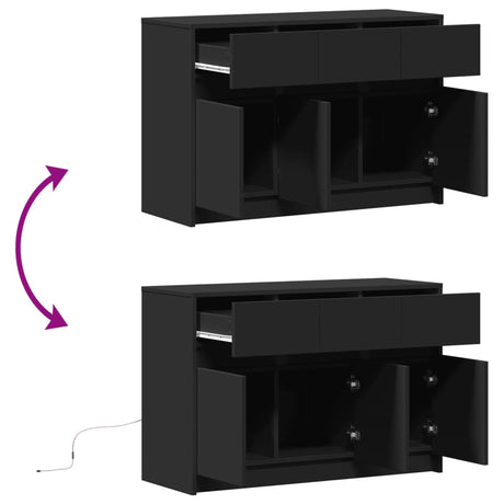Tv Cabinet With Led 91X34X61 Cm Engineered Wood