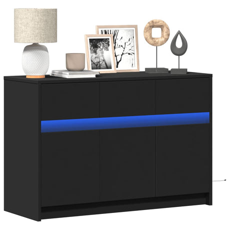 Tv Cabinet With Led 91X34X61 Cm Engineered Wood