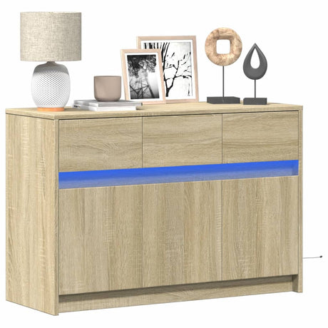 Tv Cabinet With Led 91X34X61 Cm Engineered Wood