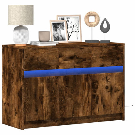 Tv Cabinet With Led 91X34X61 Cm Engineered Wood