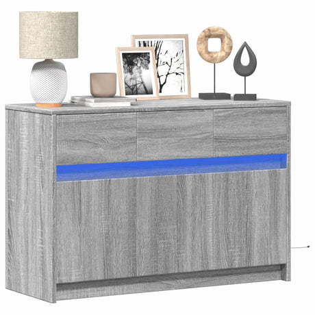 Tv Cabinet With Led 91X34X61 Cm Engineered Wood
