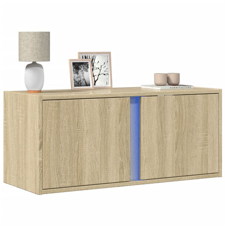 Tv Wall Cabinet With Led Lights 80X31X35 Cm